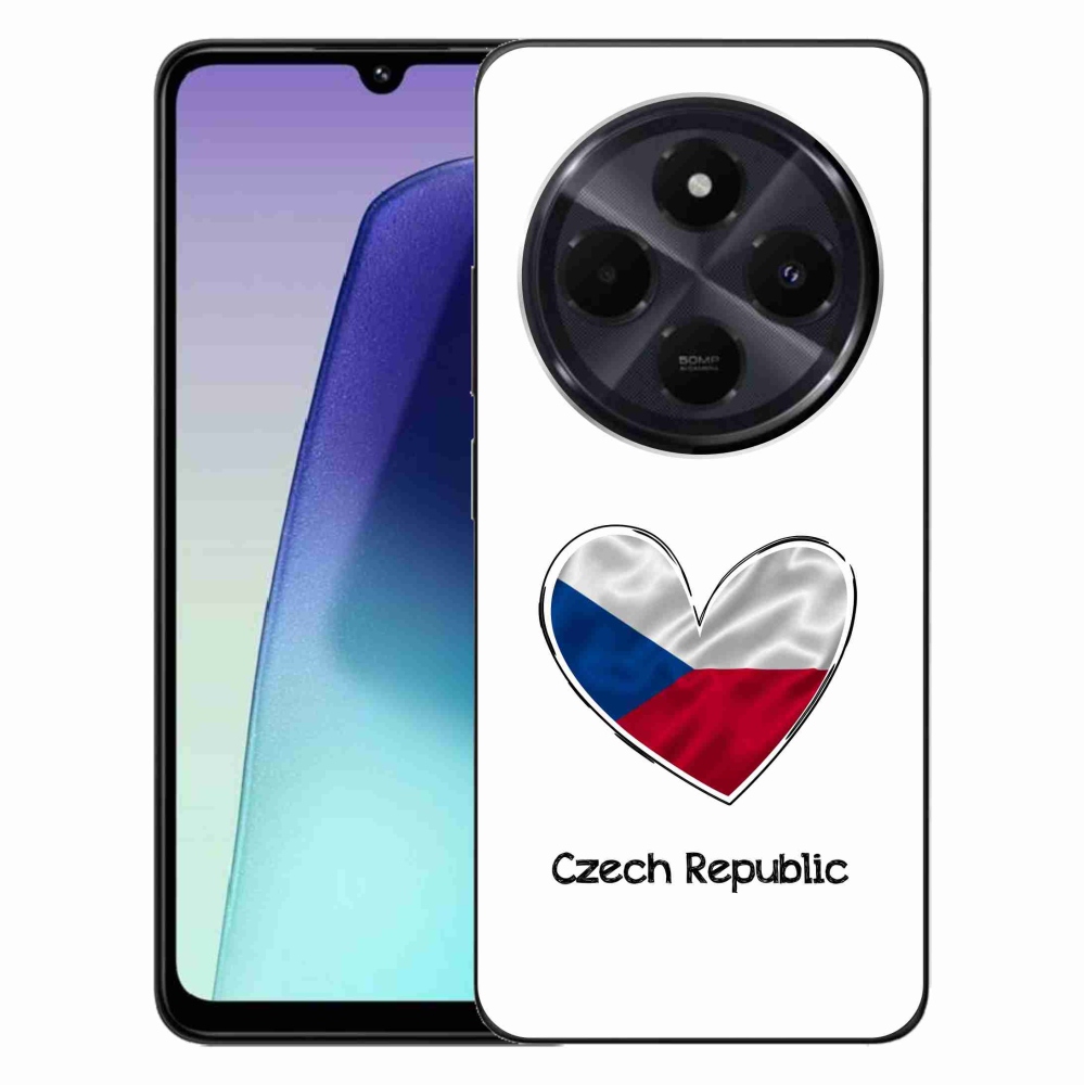 Gél borító mmCase a Xiaomi Redmi 14C/Poco C75-hez - szív zászló fehér háttérrel