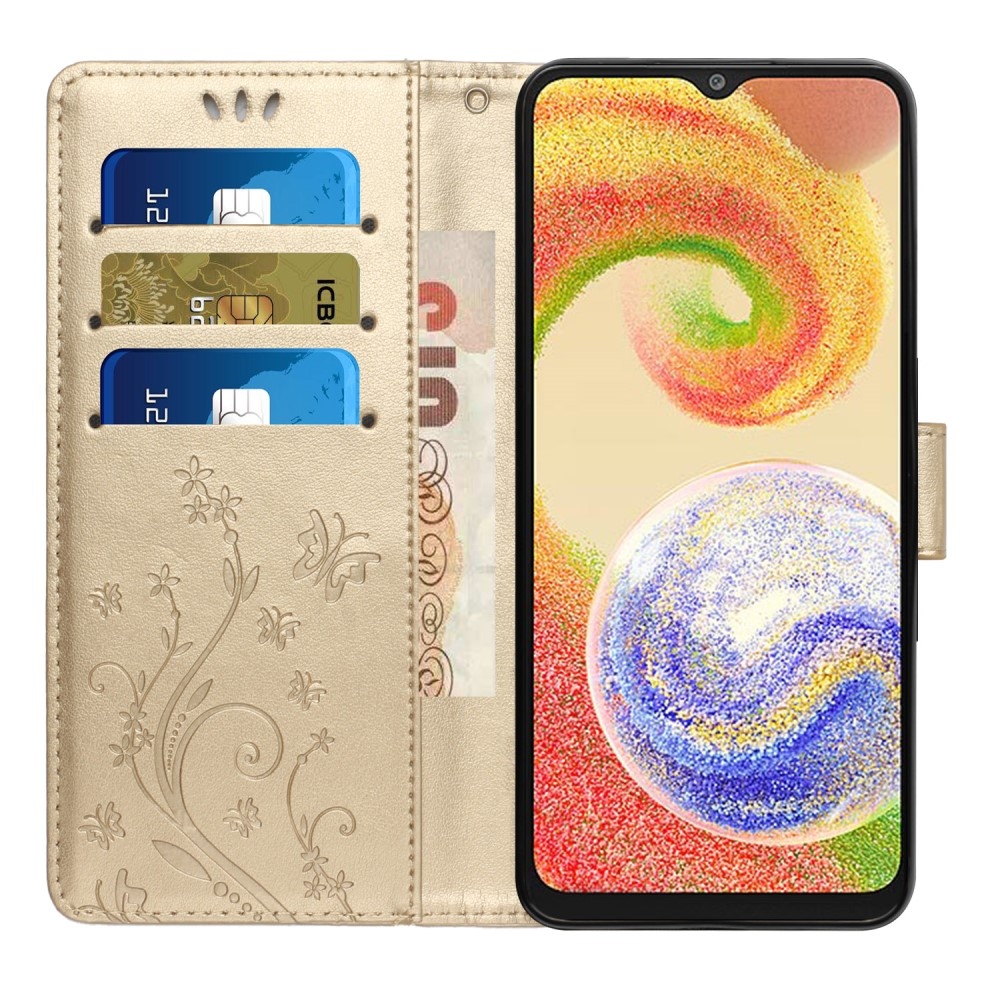 Virágok könyv tok Samsung Galaxy A06 4G-hez - arany színű