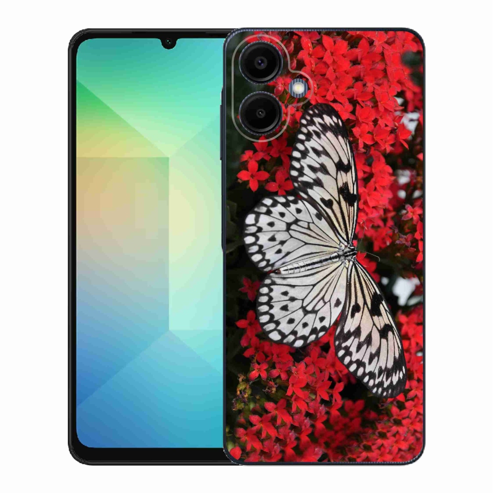 Gél védőhuzat mmCase Samsung Galaxy A06 4G - fekete-fehér pillangó 1