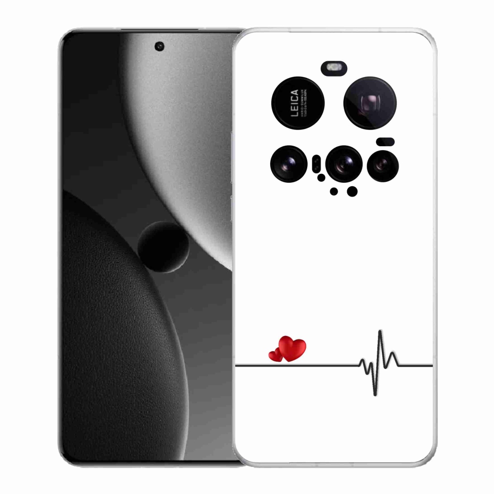 Gél borító mmCase a Xiaomi 15 Ultra - szív és szívverés fehér háttérrel