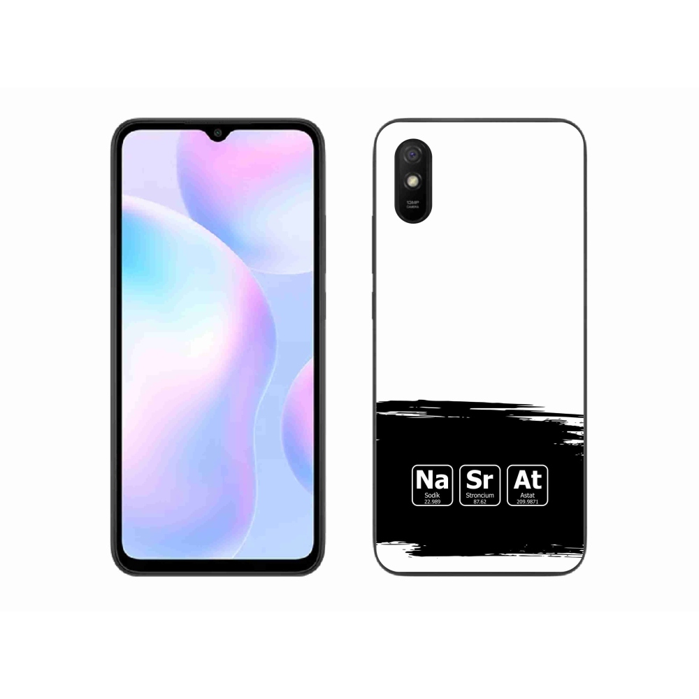 Gél borító mmCase a Xiaomi Redmi 9AT - kémiai elemek fekete és fehér háttérrel