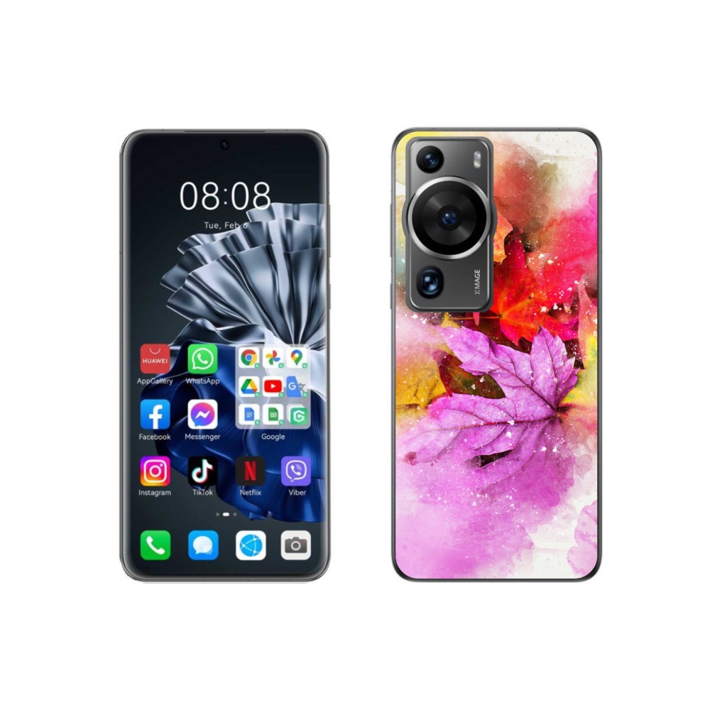 Gél borító mmCase a Huawei P60 Pro készülékhez - színes levelek
