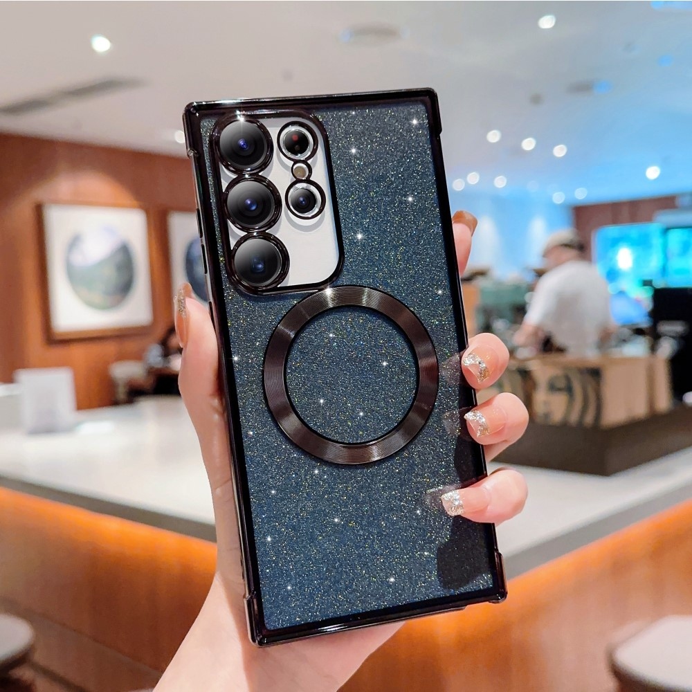 Fokozatos zselés csillogó tok MagSafe támogatással Samsung Galaxy S25 Ultra készülékhez - fekete