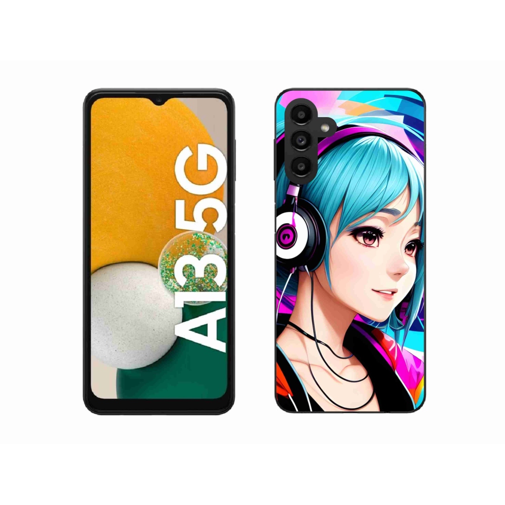 Gél borítás mmCase Samsung Galaxy A13 5G - lány fejhallgatóval
