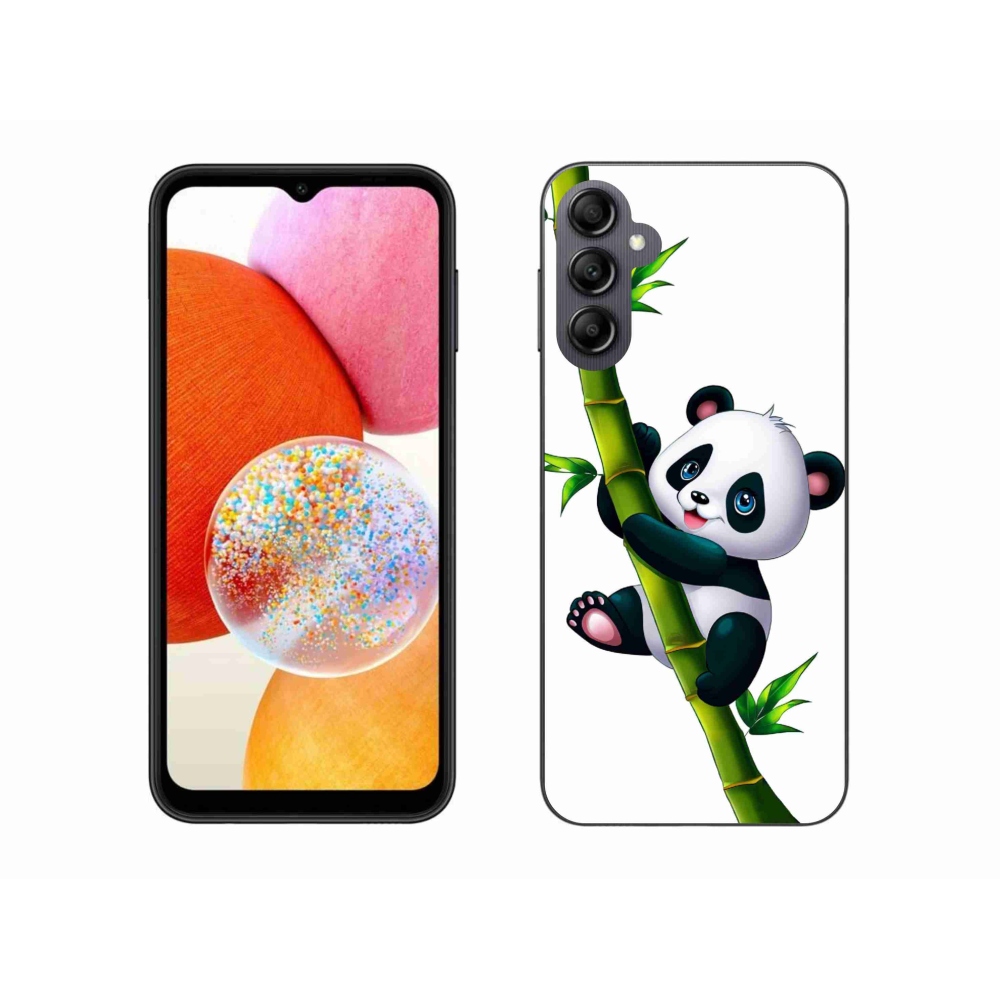Gél borítás mmCase Samsung Galaxy A14 4G/5G - panda a bambuszon - Samsung Galaxy A14 4G/5G számára