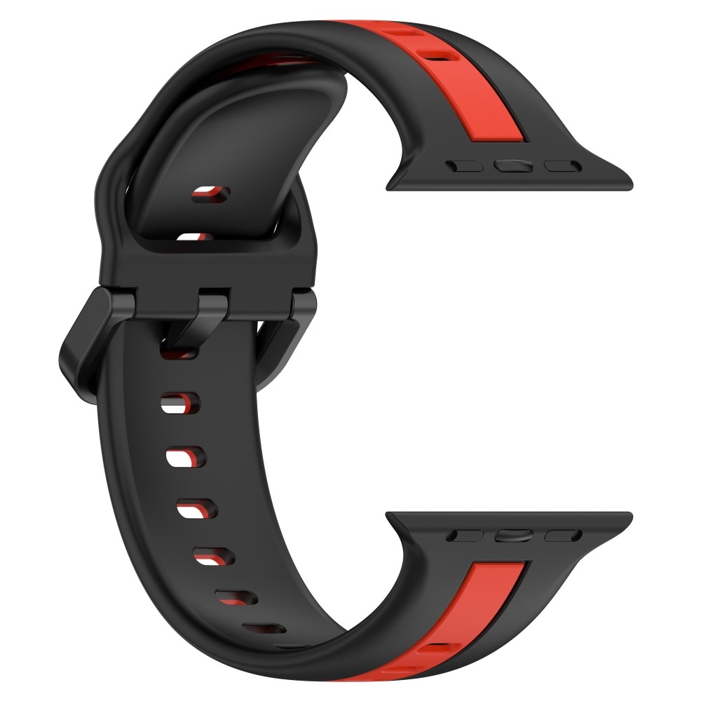 Szíj szilikon szíj Apple Watch Ultra/Ultra 2 49mm/SE/SE 2022/2023 44mm/9/8/7 45mm/6/5/4 44mm/3/2/1 42 mm - fekete/piros