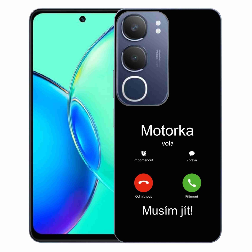 Gél borító mmCase a Vivo Y19s készülékre - motoros hívások fekete háttérrel