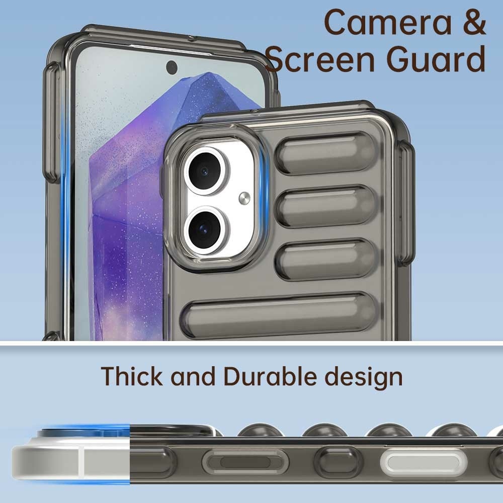 Csíkos tartós borító Samsung Galaxy A06 4G készülékhez - szürke