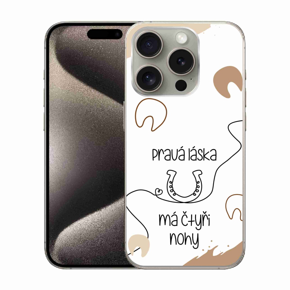 Gél borítás mmCase iPhone 15 Pro készülékhez - Ló motívum fehér háttér