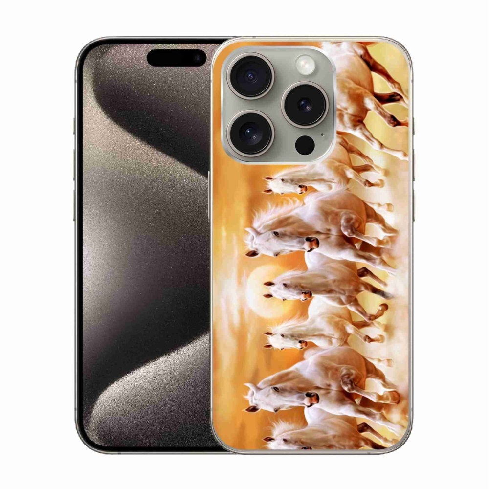 Gél tok mmCase iPhone 15 Pro készülékhez - lovak 2