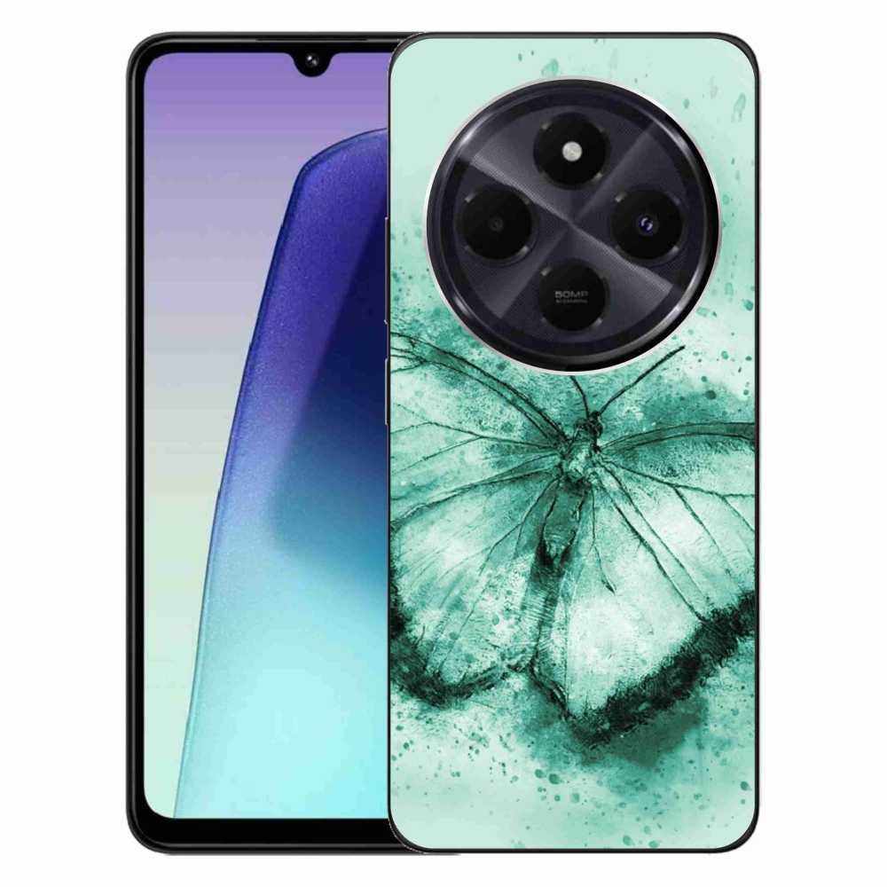 Gél tok mmCase a Xiaomi Redmi 14C/Poco C75 számára - zöld pillangó