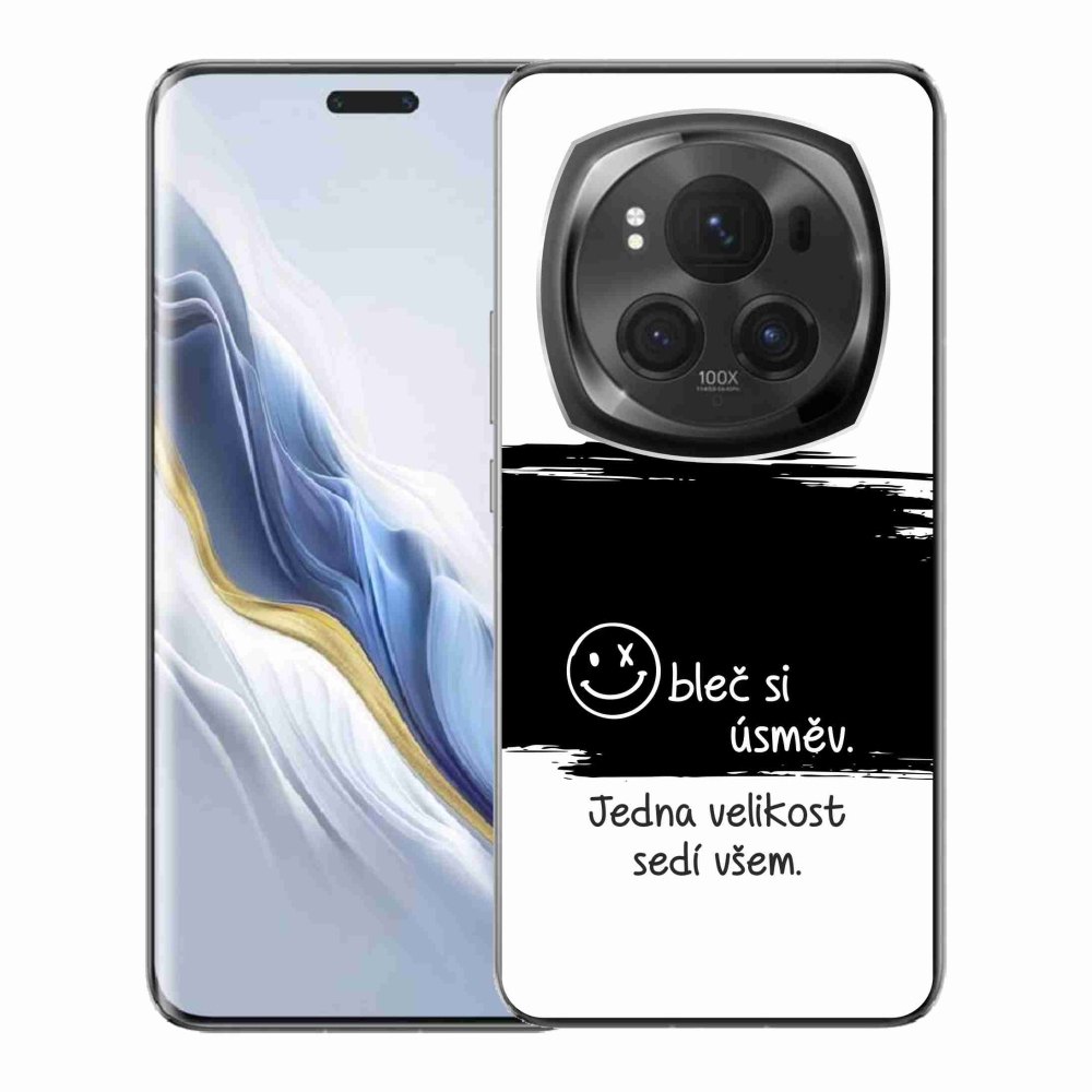 Gél borító mmCase a Honor Magic 6 Pro 5G készülékhez - vicces szöveg 8 fekete-fehér háttérrel