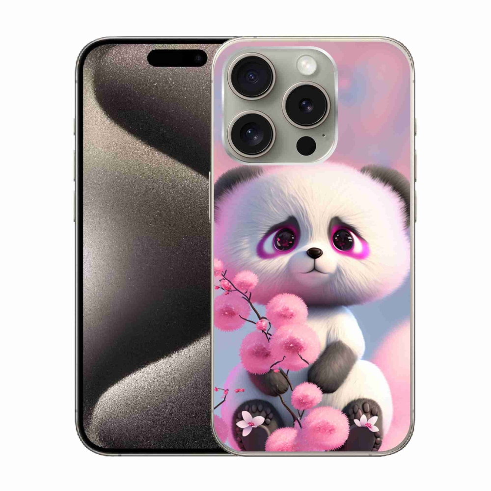 Zselés borítás mmCase iPhone 15 Pro készülékhez - aranyos panda 1