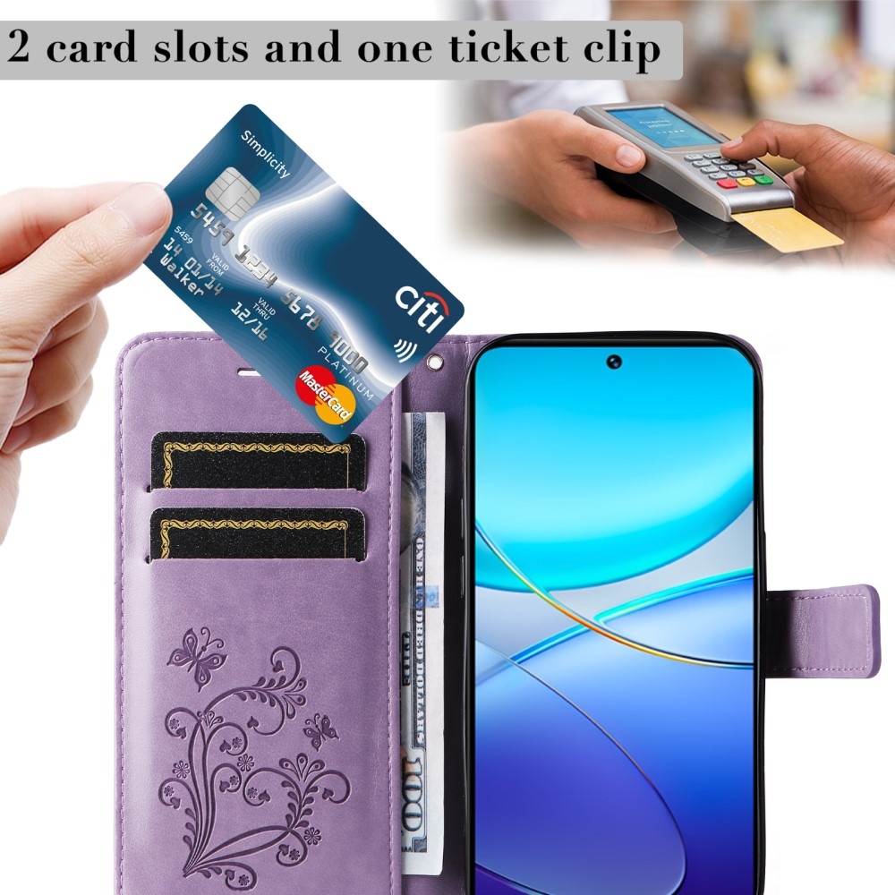 Nagy pillangó könyv tok a Vivo V40 SE 4G/5G-hez - lila