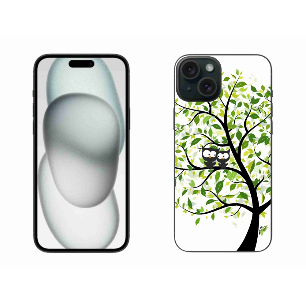 Zselés borítás mmCase iPhone 15 Plus készülékhez - baglyok a fán