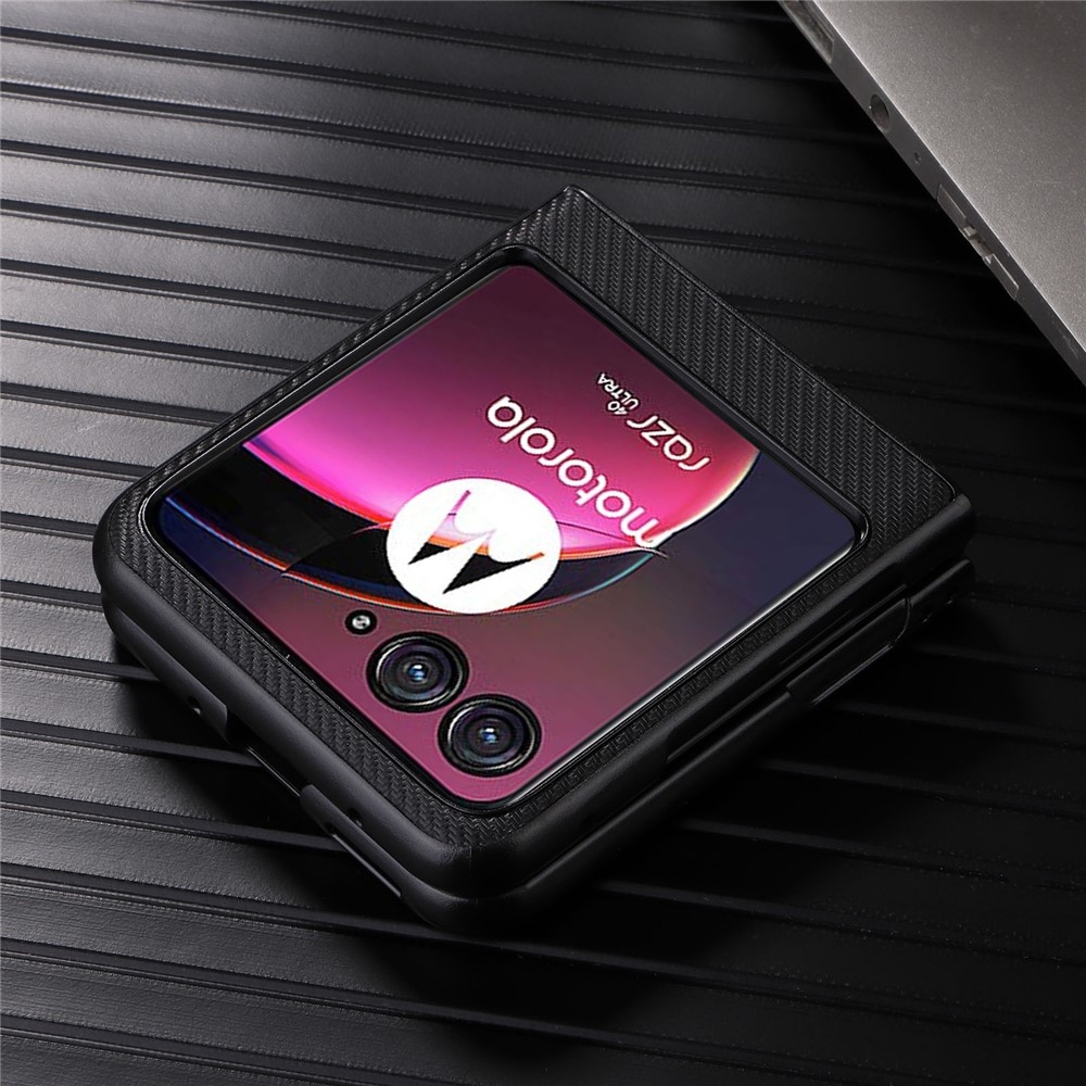 Textúrás műanyag borítás műbőrrel a Motorola Razr 40 Ultra 5G készülékre - fekete