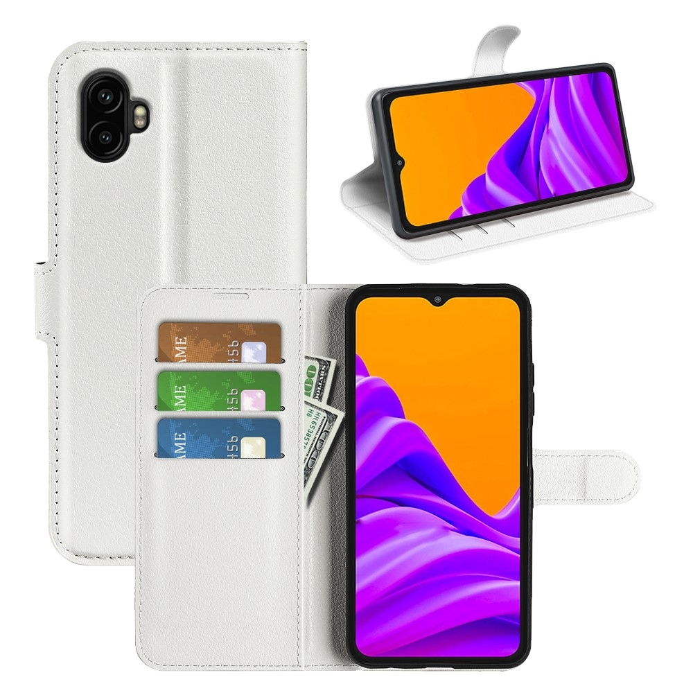 Litchi könyv tok Samsung Galaxy Xcover 7 Pro készülékhez - fehér