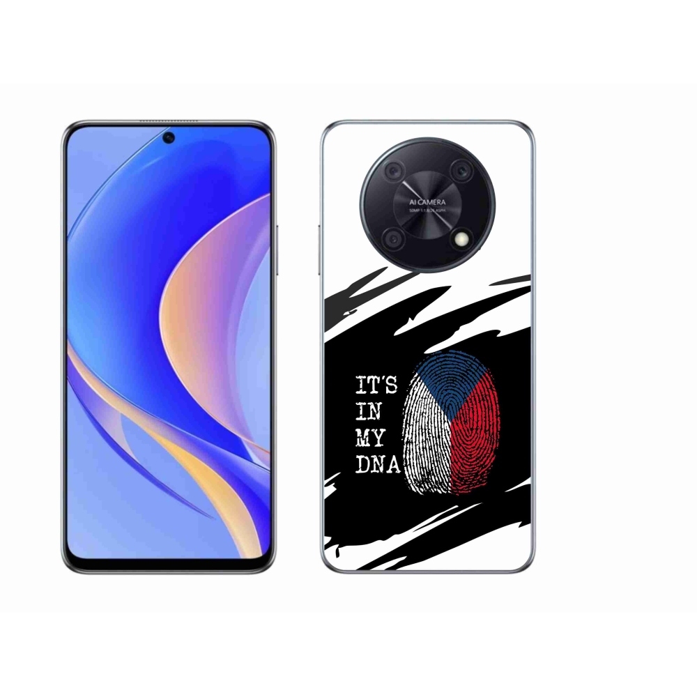 Gél borító mmCase a Huawei Nova Y90 - zászló ujjlenyomat fekete és fehér háttérrel