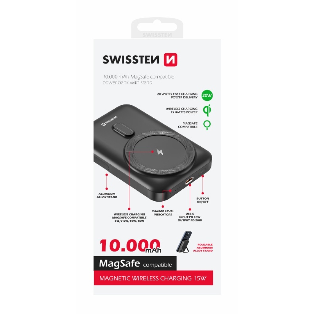 Swissten Powerbank PD 10000 mAh 20W (MagSafe kompatibilis)