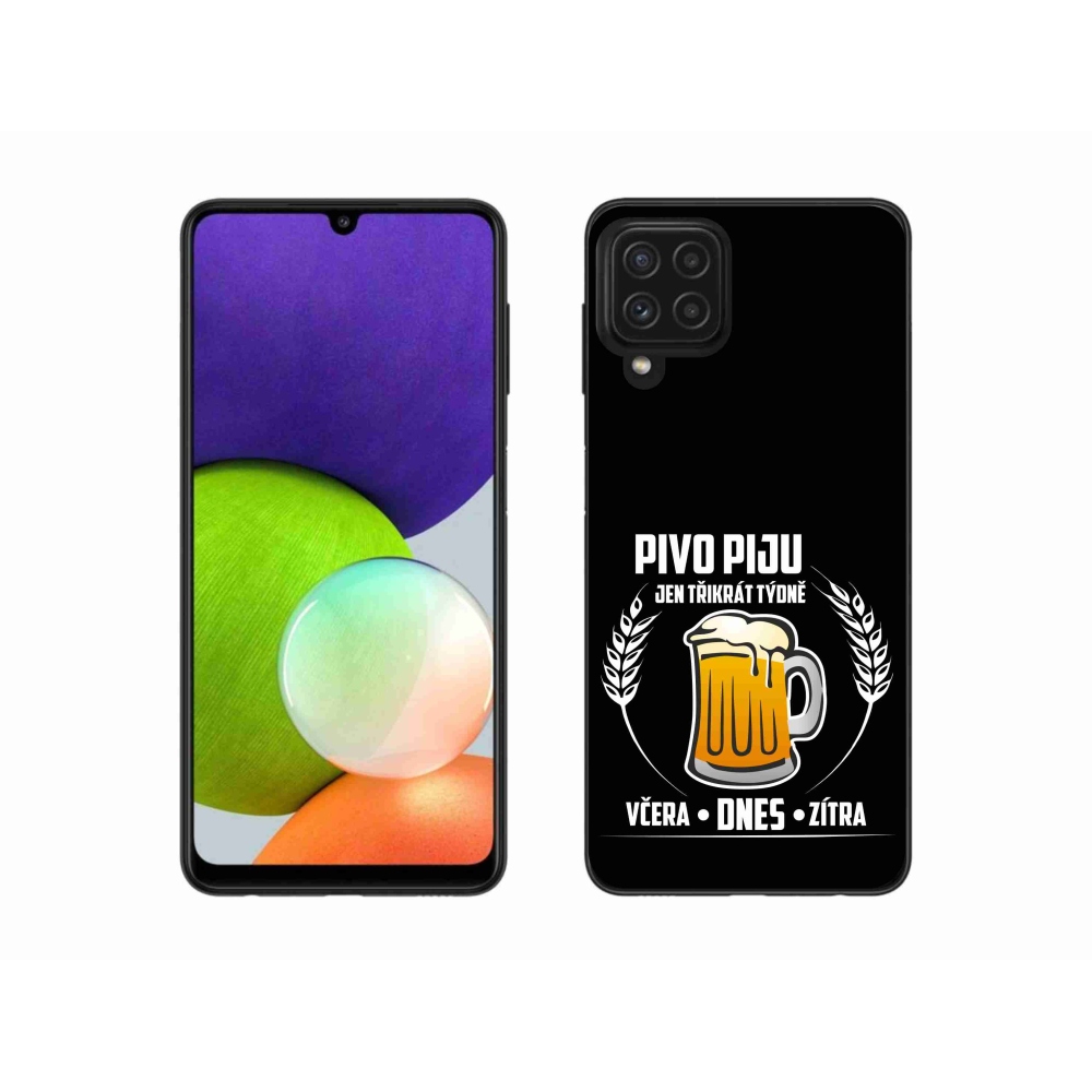 Gél borítás mmCase Samsung Galaxy A22 4G - sör motívum fekete háttérrel