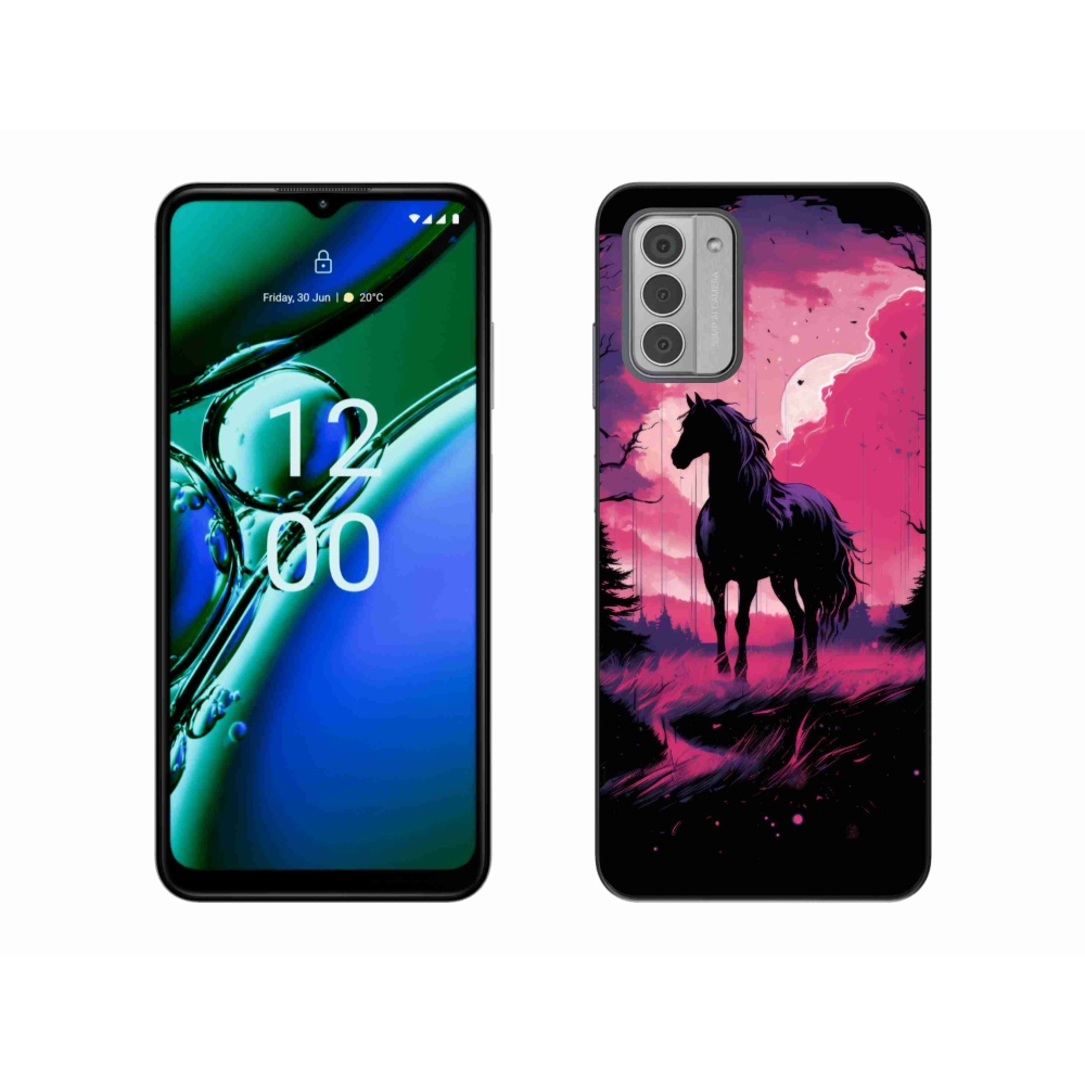 Zselés tok mmCase a Nokia G42 készülékhez - fekete rajzfilm ló 1