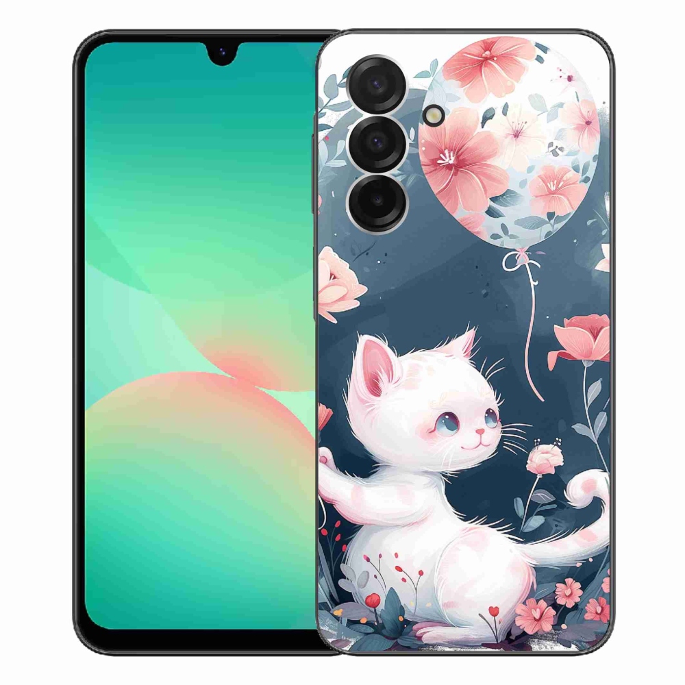 Gél borító mmCase Samsung Galaxy A26 5G - cica lufival mmCase Samsung Galaxy A26 5G számára