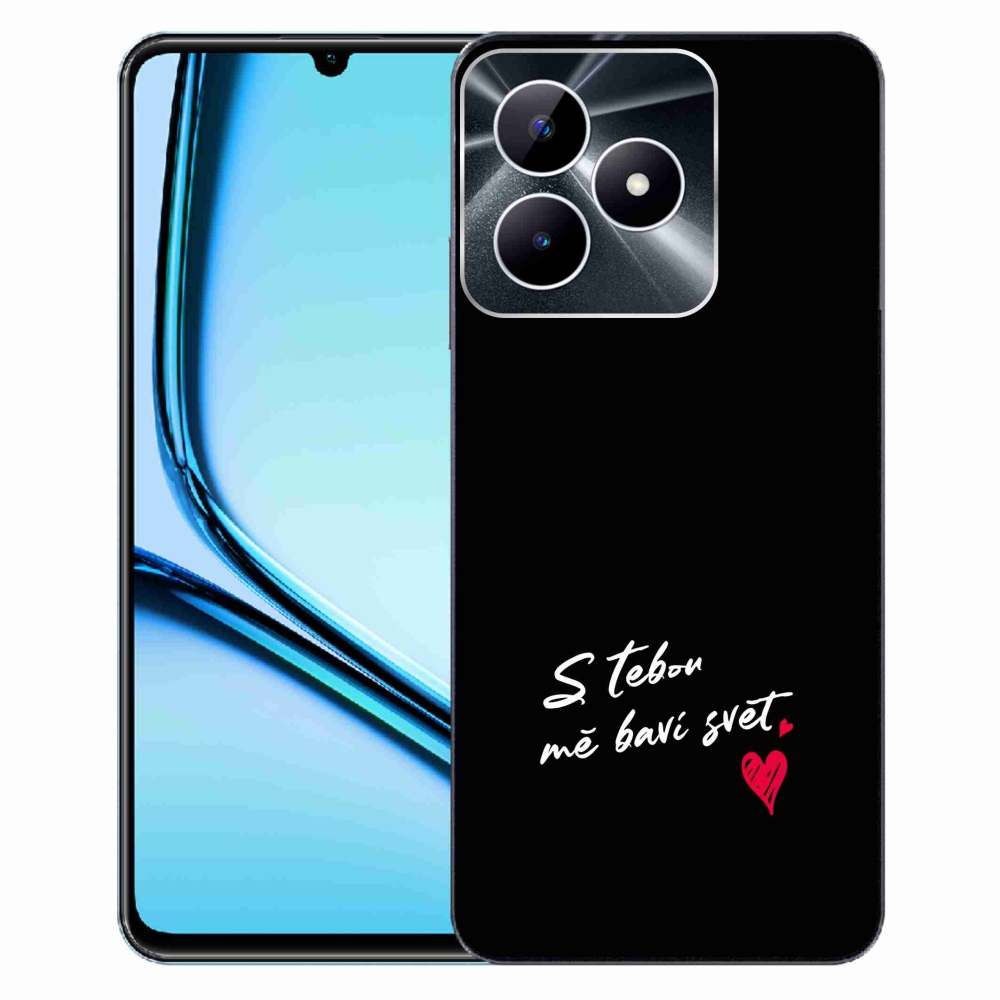 Gél borító mmCase a Realme Note 50 készülékhez - szerelmes szöveg 1 fekete háttér