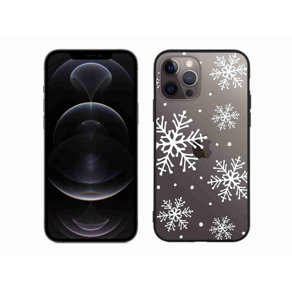 Zselés borítás mmCase iPhone 12 Pro Max készülékhez - fehér pelyhek átlátszó háttéren