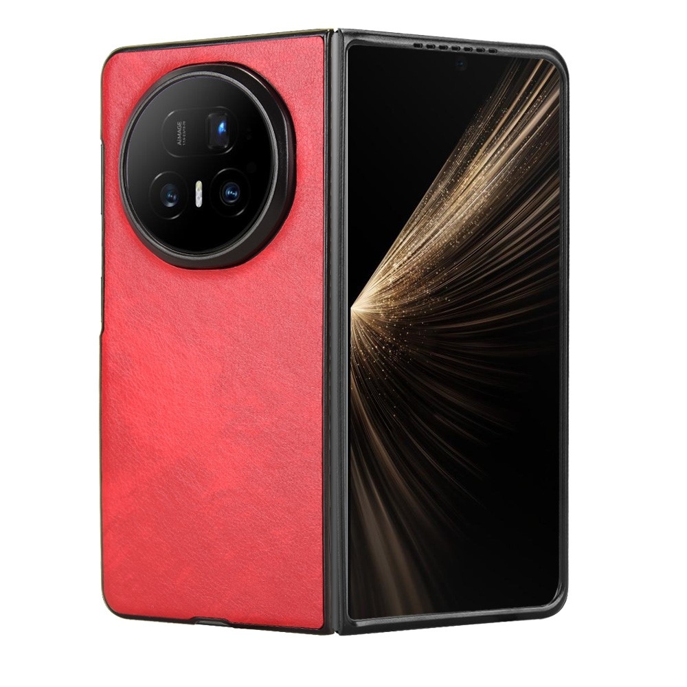 Vintages műanyag tok műbőrrel Honor Magic V5-hez - piros