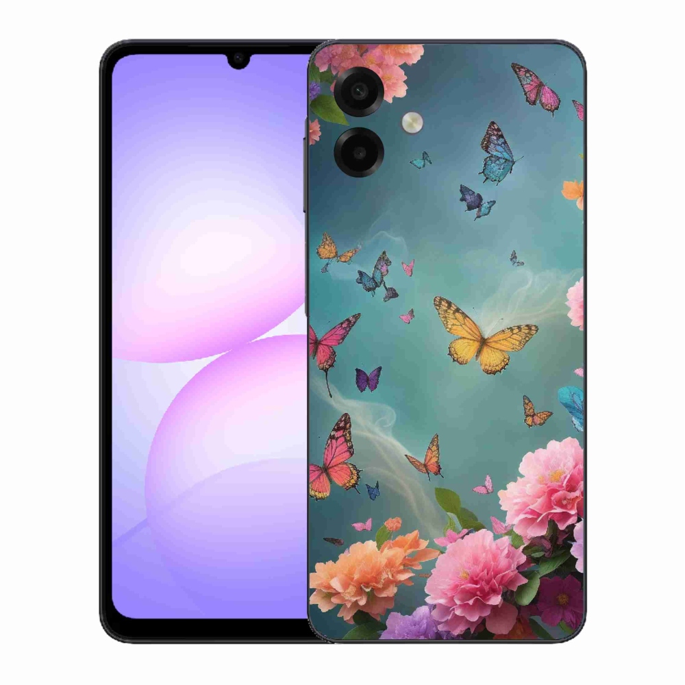 Gél borítás mmCase Samsung Galaxy A07 4G - színes virágok és pillangók