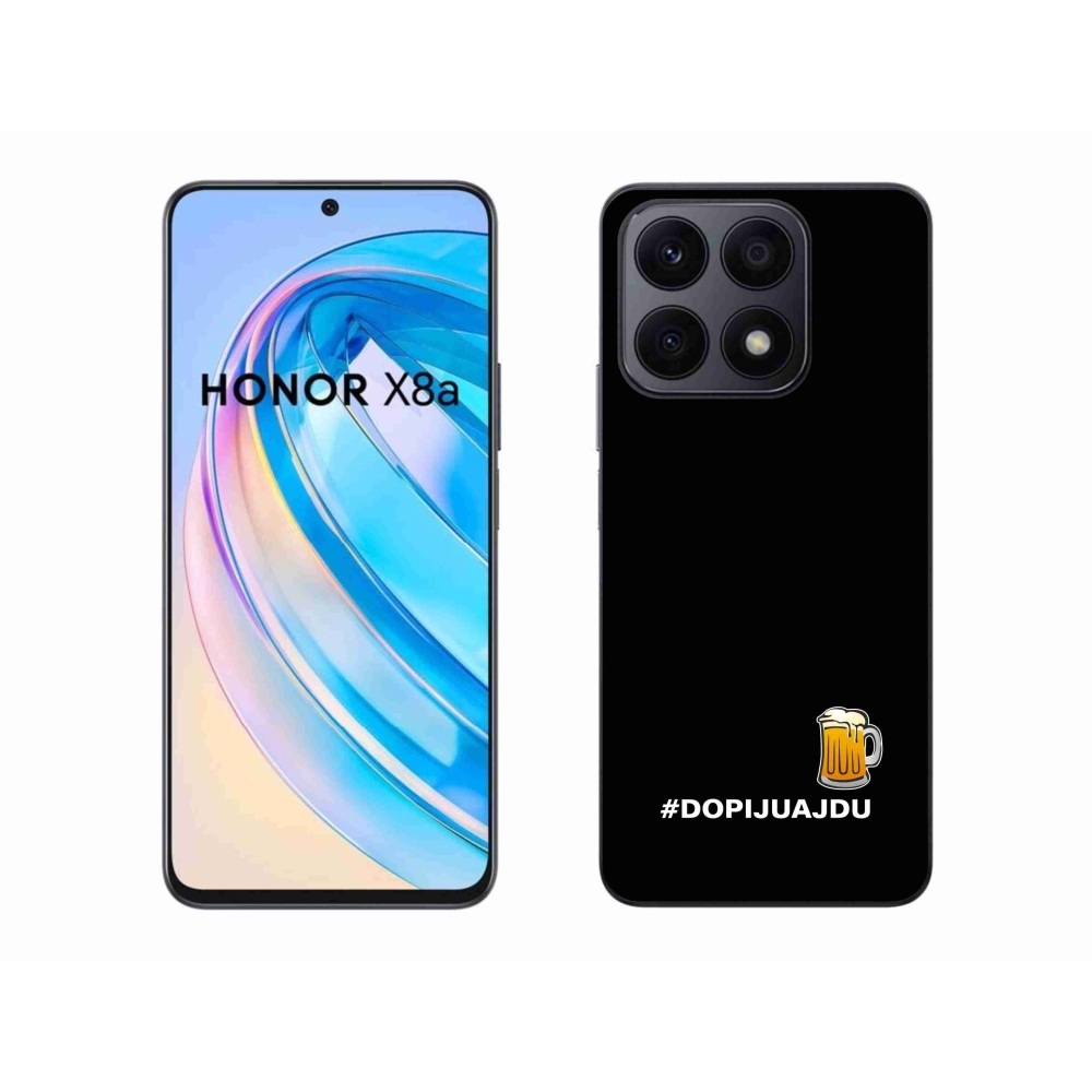 Gél borítás mmCase a Honor X8a számára - sör motívum 1 fekete háttérrel
