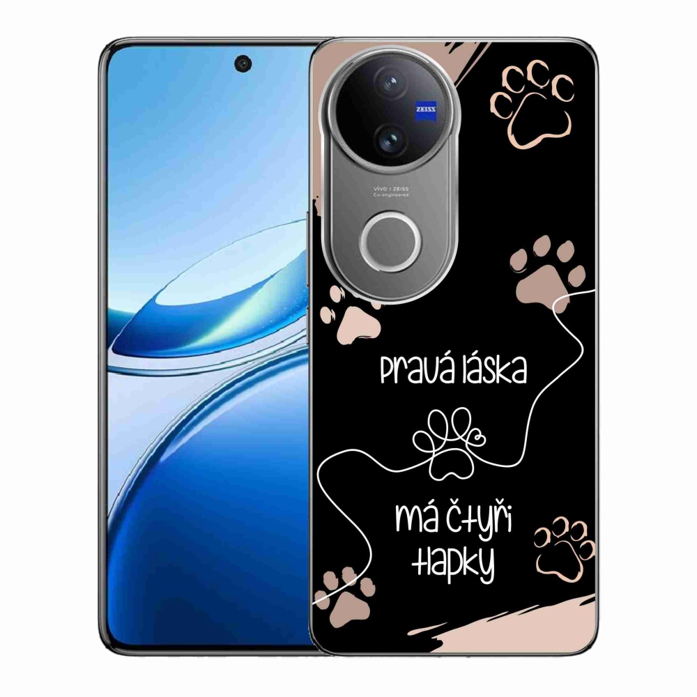 Zselés borítás mmCase a Vivo V50 5G készülékhez - kutyamotívum 1 fekete háttér