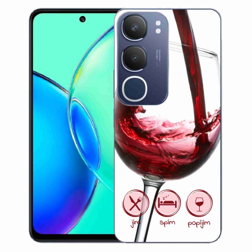 Zselés borítás mmCase Vivo Y19s készülékhez - borospohár piros