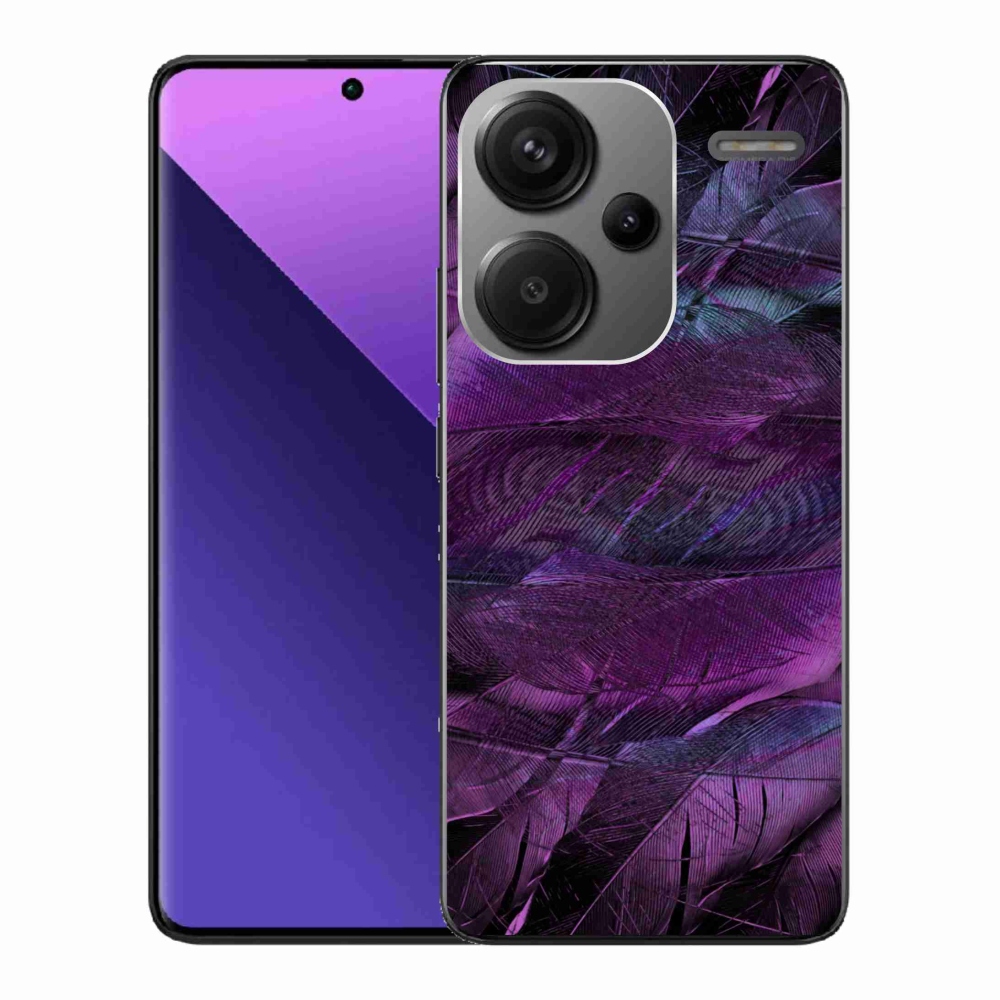Zselés borítás mmCase a Xiaomi Redmi Note 13 Pro+ 5G számára - lila tollak
