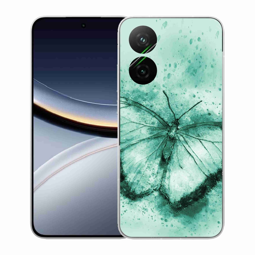 Gél borítás mmCase a Xiaomi Poco F7 5G-hez - zöld pillangó