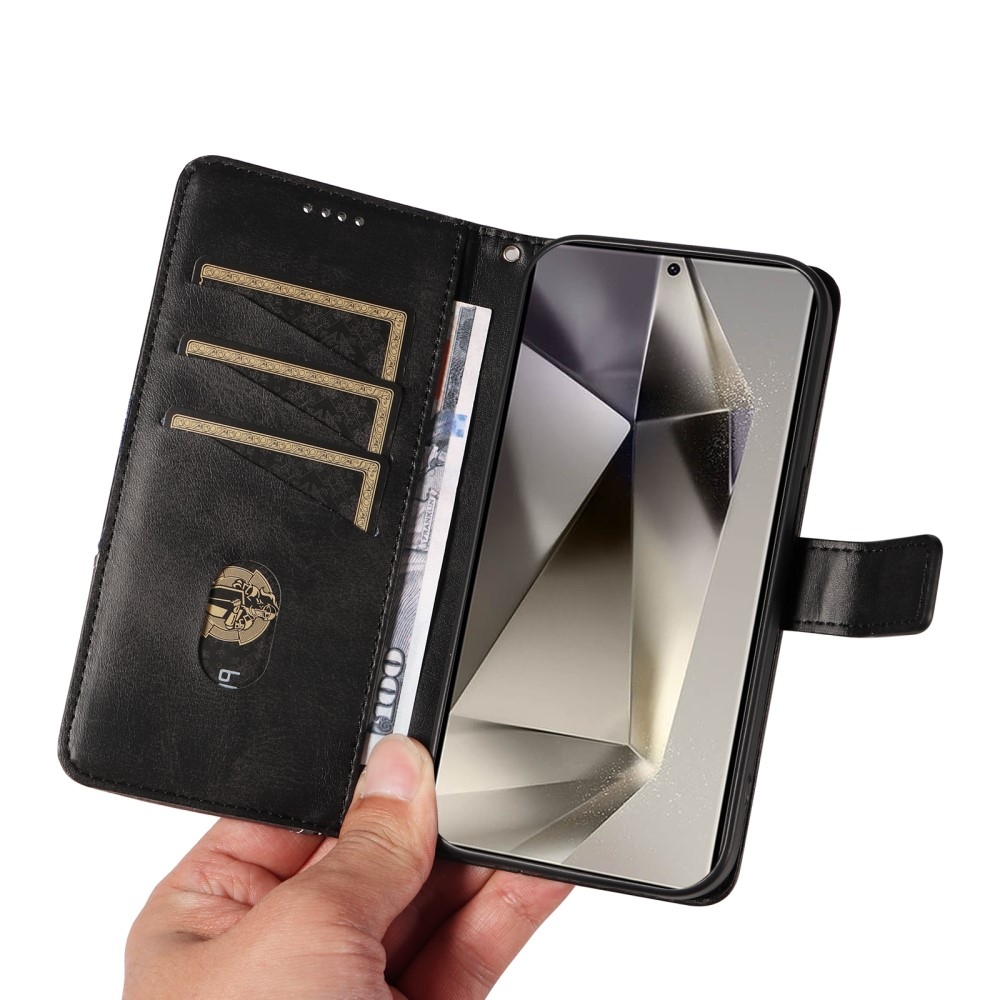 Vonalak könyv tok Samsung Galaxy S25 Ultra - fekete