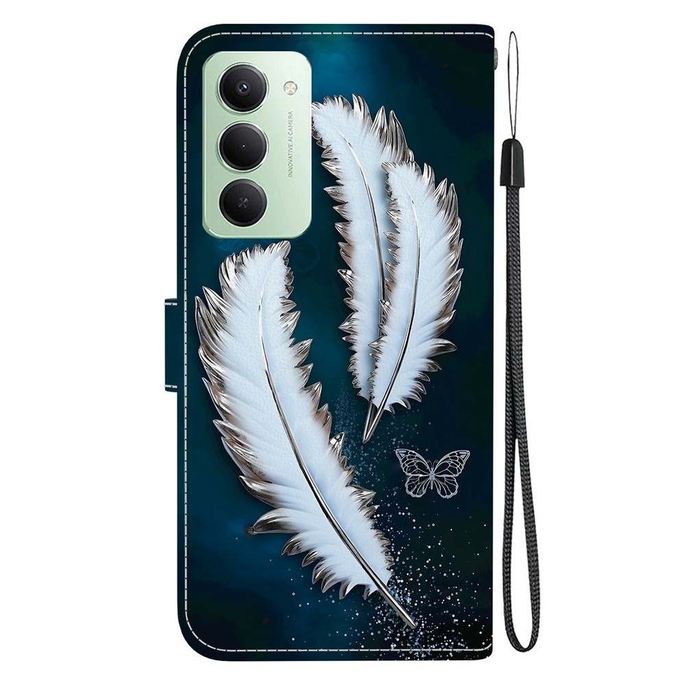 Sokoldalú könyves tok Xiaomi Redmi 15 5G (169mm) - fehér tollakkal