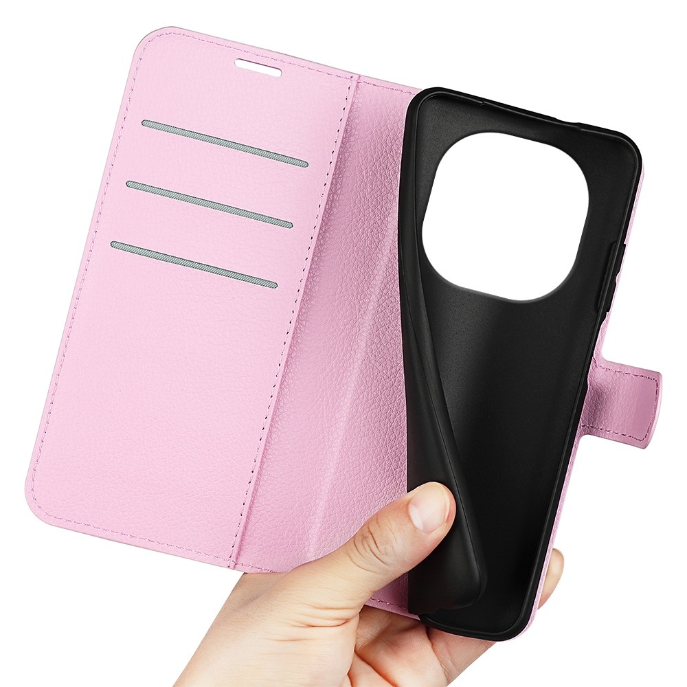 Litchi könyv tok Xiaomi Redmi Note 14 Pro 5G/Poco X7 5G - rózsaszínű