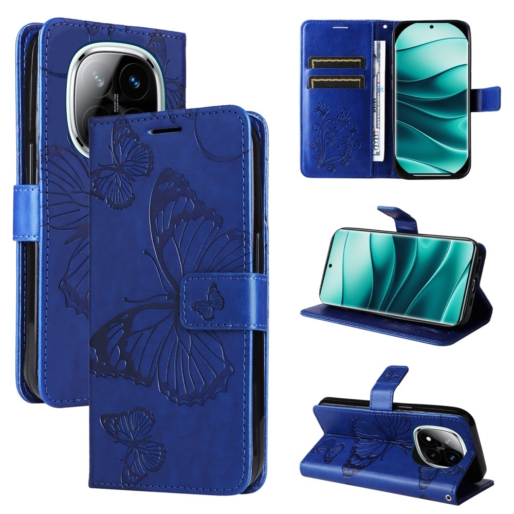 Nagy pillangó könyv tok Xiaomi Redmi Note 14 Pro 5G/Poco X7 5G/Note 14 Pro+ 5G - kék