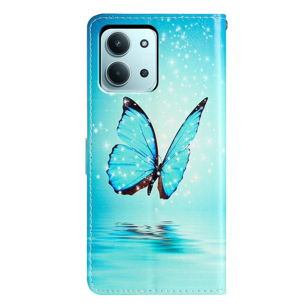 Egyedi könyvtáska Xiaomi Redmi 15C 4G/5G (173mm) - kék pillangó