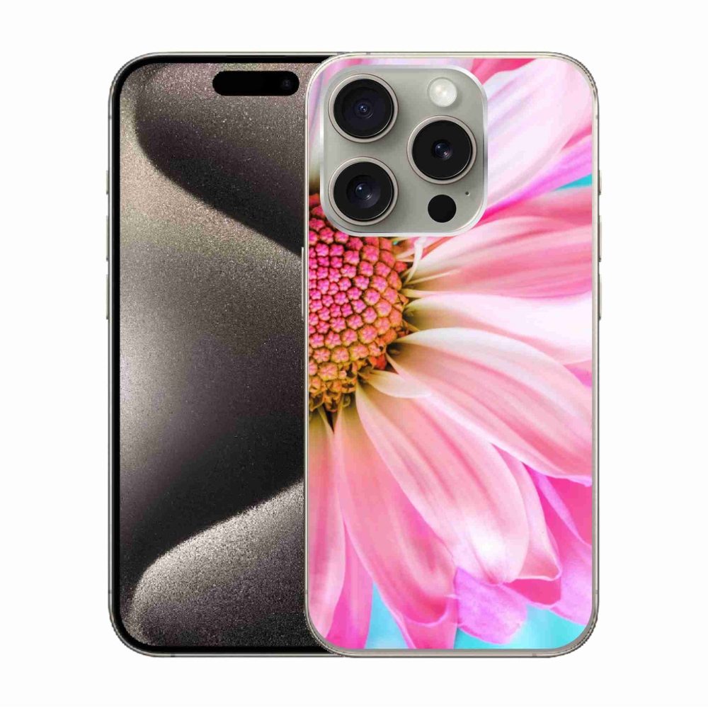 Gél védőhuzat mmCase iPhone 15 Pro készülékhez - rózsaszín virág