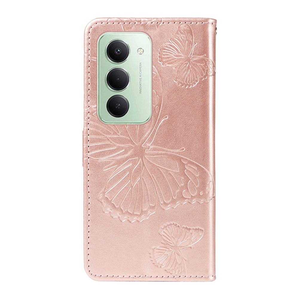 Nagy pillangó könyv tok Xiaomi Redmi 15 4G (171mm) - rózsaarany