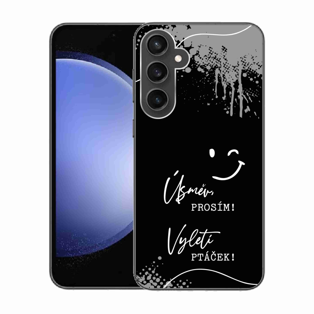 Gél borítás mmCase Samsung Galaxy S23 FE - vicces szöveg 4 fekete háttér