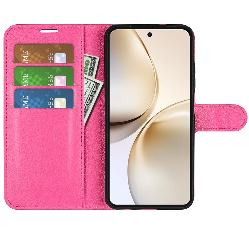 Litchi könyvtáska a Realme 14 Pro+ 5G számára - rózsaszínű