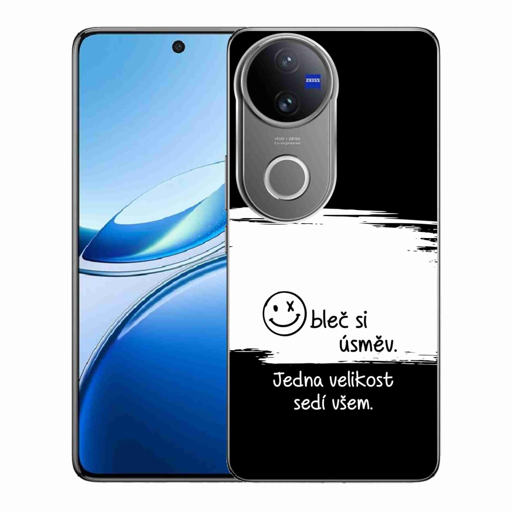 Gél borító mmCase a Vivo V50 5G készülékhez - vicces szöveg 8 fekete és fehér háttérrel