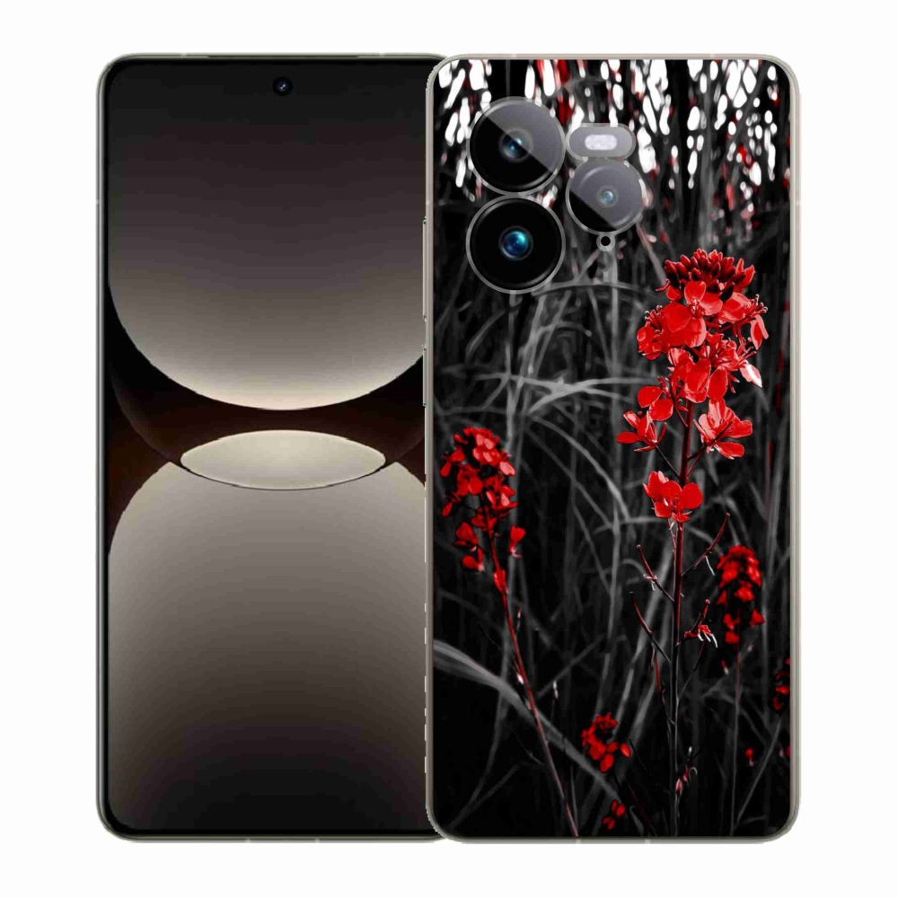 Gél borítás mmCase a Realme GT 7 Pro 5G - piros növényen
