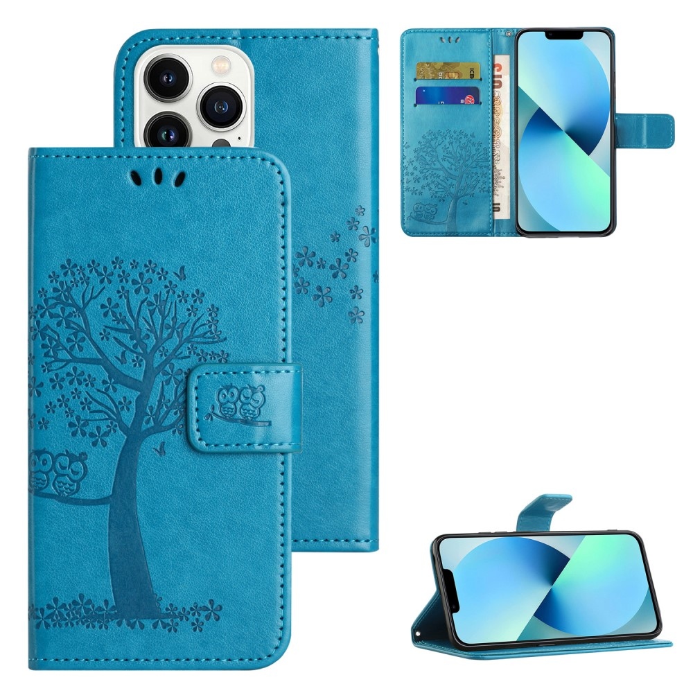 Fás könyv tok iPhone 15 Pro Max készülékhez - kék