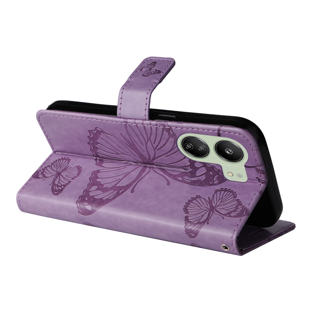 Nagy pillangó könyv tok Xiaomi Poco C65/Redmi 13C - lila