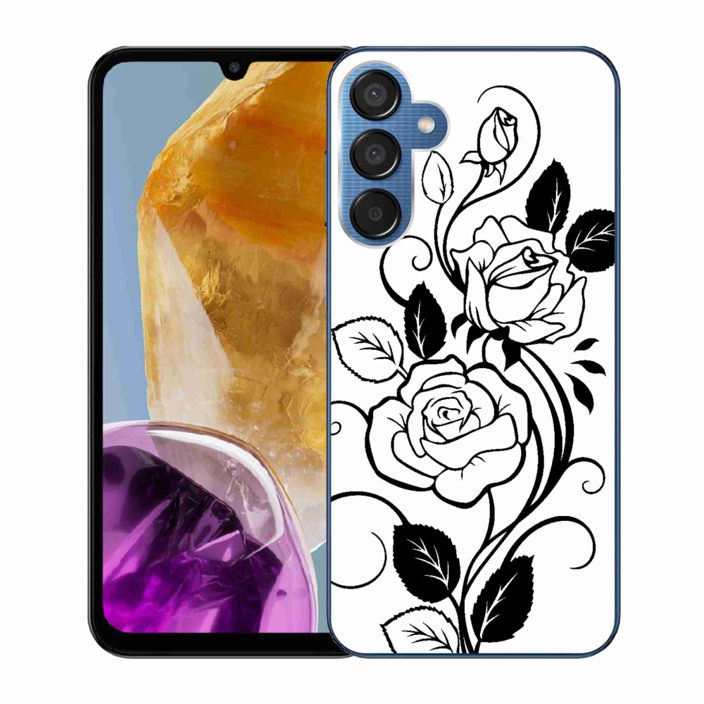 Zselés borítás mmCase Samsung Galaxy M15 5G - fekete és fehér rózsa