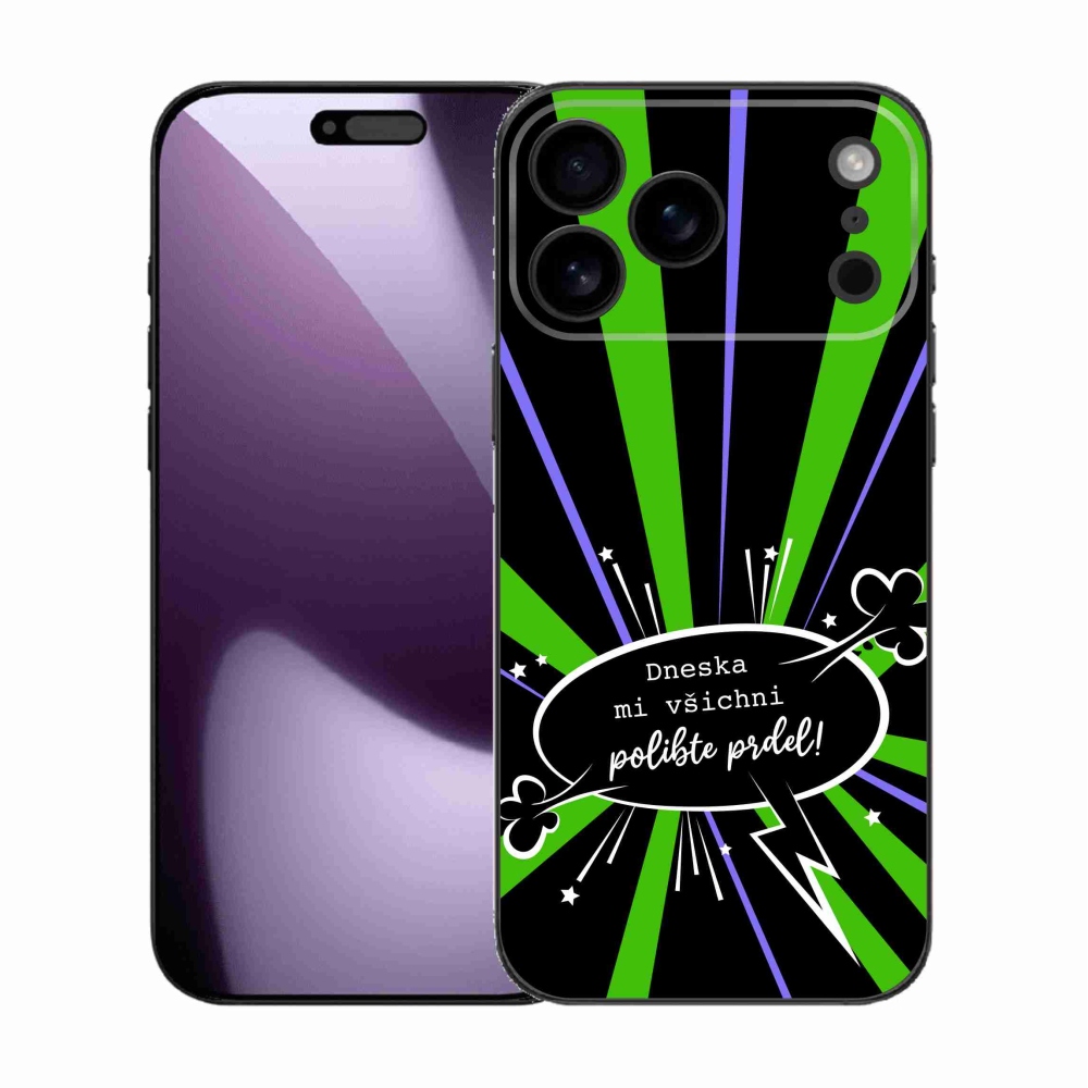 Gél borítás mmCase iPhone 17 Pro Max készülékhez - vicces szöveg 15 fekete háttér